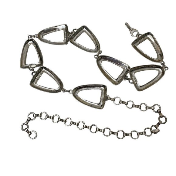 Link Chain Belt Silvertone Metal Made in Italy One Size Adjustable 40" Long - Picture 9 of 12